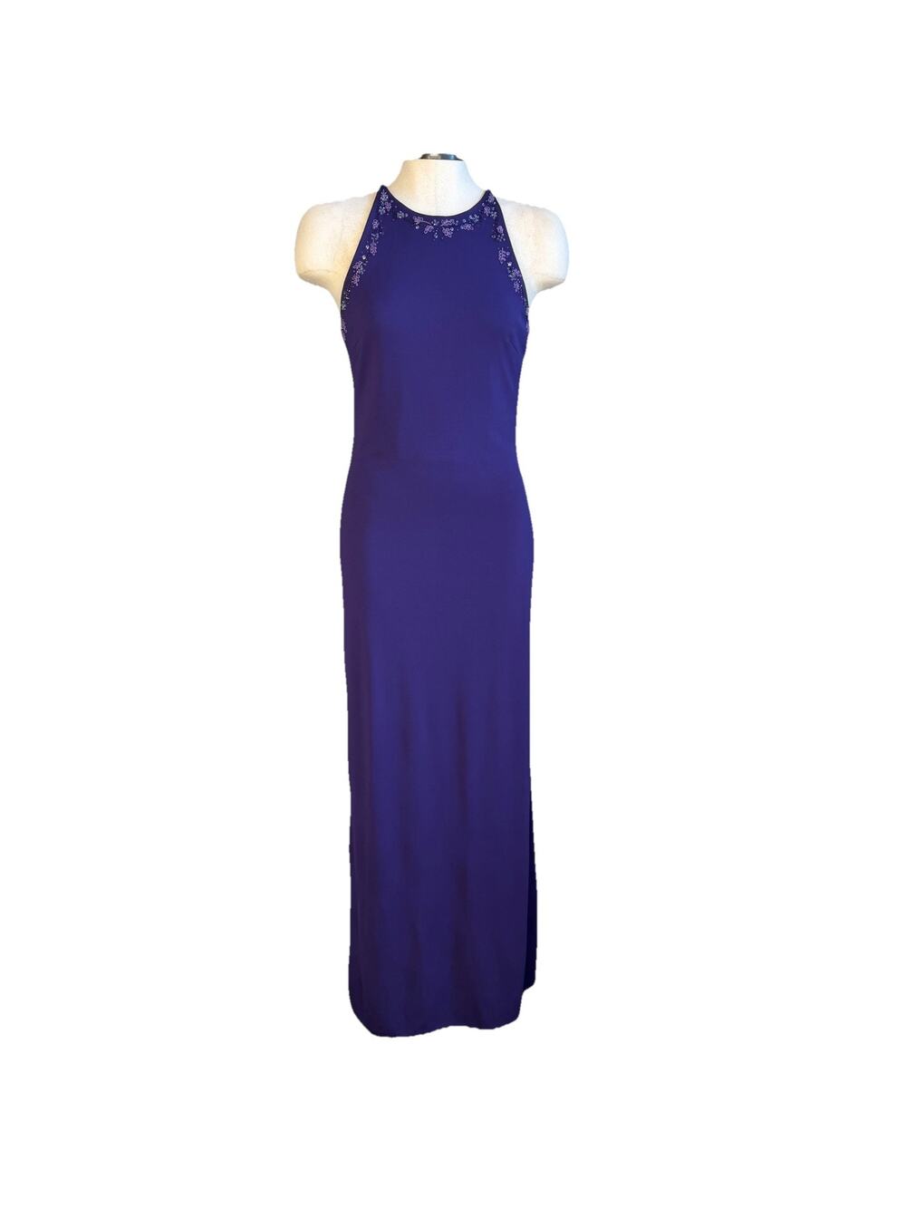 Rimini By Shaw Maxi Dress Womens 8 Purple Beaded Y2K Fairy Grunge Prom Formal